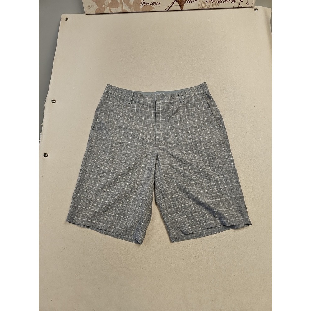 Nike Golf Chino Shorts Dri Fit Gray Plaid Tour Performance Men's Size 32